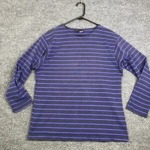 Patagonia Striped Long Sleeve T-Shirt Womens L Navy Blue Purple Cotton USA VTG